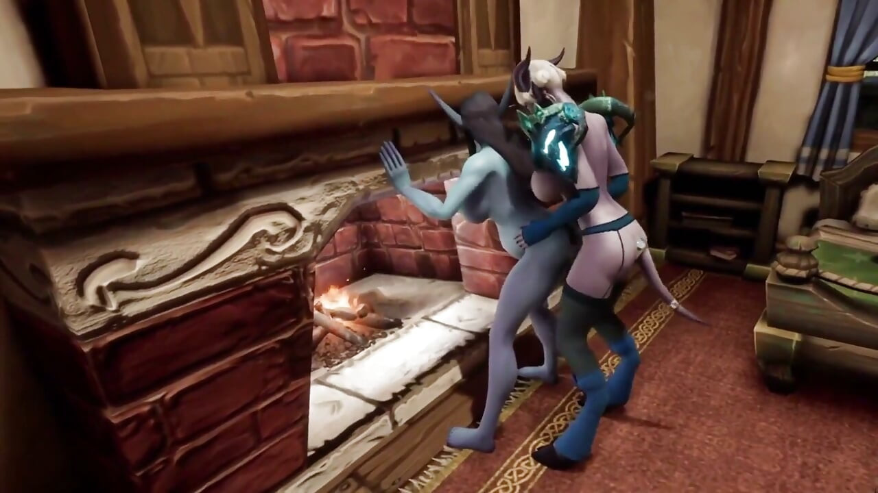 Shemale demon fuck pregnant elf in front of the fireplace