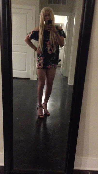 Cute CD shows off dress and ass