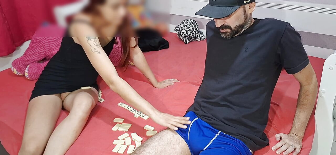 Stepdaughter Without Panties Plays Dominoes With Her Stepfather