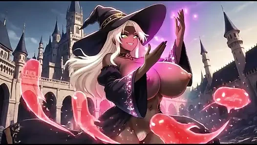 Karanlık büyücü kız şatosunda dans ediyor (ai animasyonu)