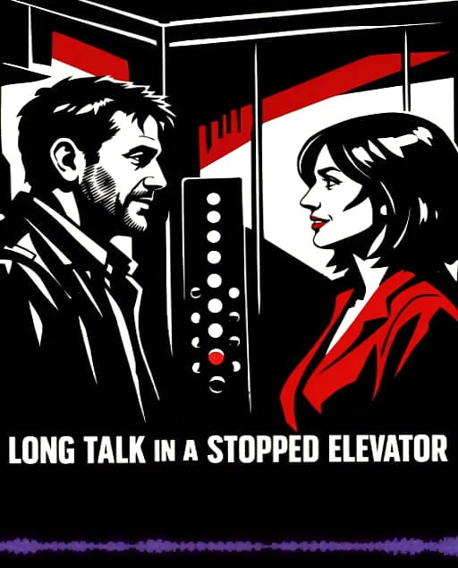 Lang snak i en stoppet elevator - intim M4F-lyd