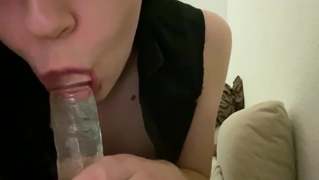 Baby Sissy sucking on Dildo