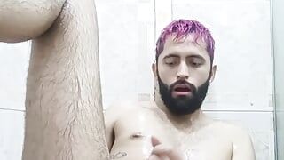 Big Dick Latino Camilo Brown Using Oil And a Vibrator In The Shower To Give Himself An Intense Prostate Orgasm