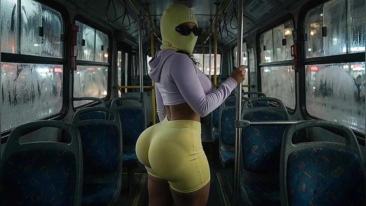 Petite Big Ass Twerking in Tight Yellow Leggings on the Bus