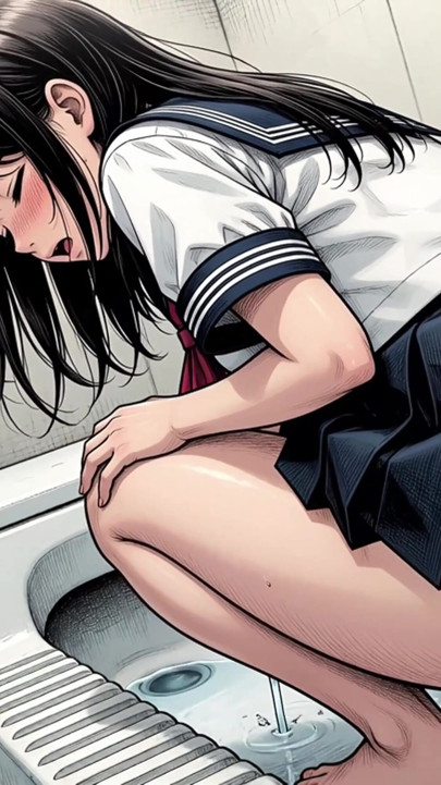 An office lady pees in the restroom, exposing her big, round butt | Clip 2