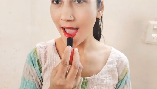 Bhabhi ji ka lipstick chus kar choda