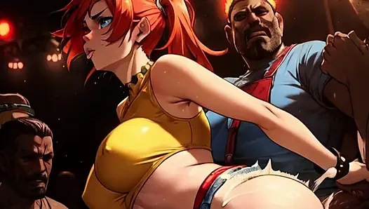 Рыжая Misty сдает яйца Покемон и снимает большой черный член