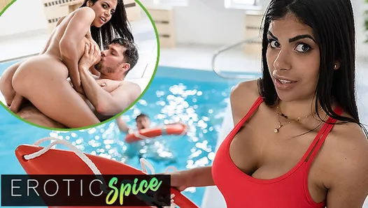DEVIANTE - Lifeguard Sheila Ortega saves a big cock, so her wet pussy can get creampied