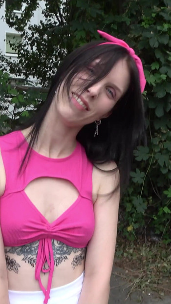 Powerful moment from "GERMAN SCOUT - Skinny German College Girl Runa Charm Pickup and Casting Fuck"