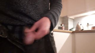 Little cock out in the kitchen - verbal
