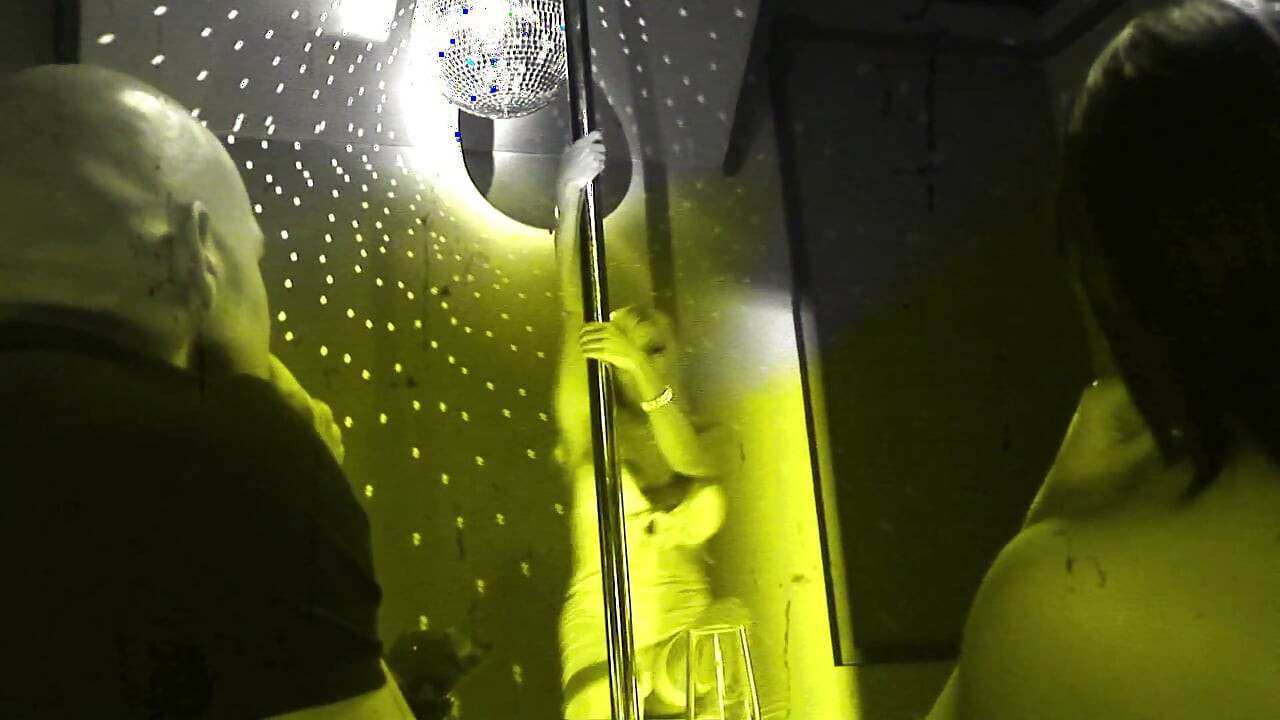Lesbo strippers in the strip club enjoy licking their wet big MILF pussies