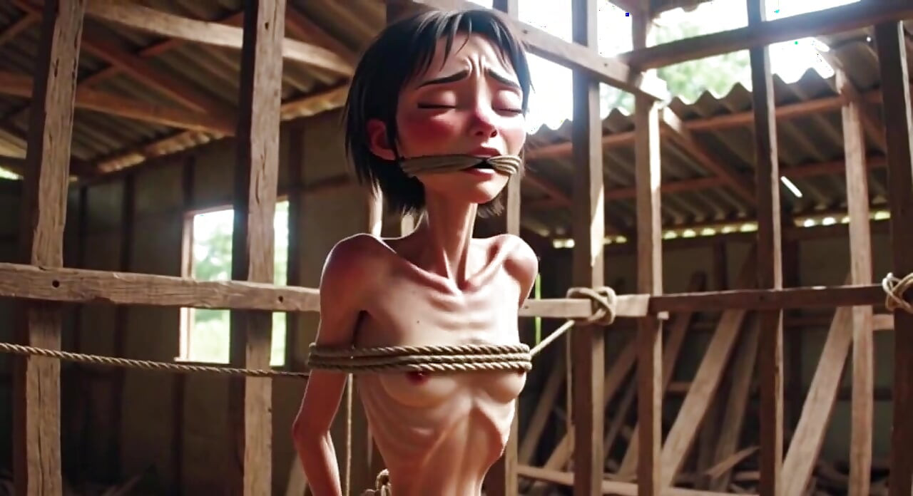 Chica extremadamente flaca en la esclavitud - desesperada en sitio de construcción brasileño