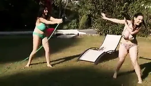 2 Big Breasted Women Play Outside