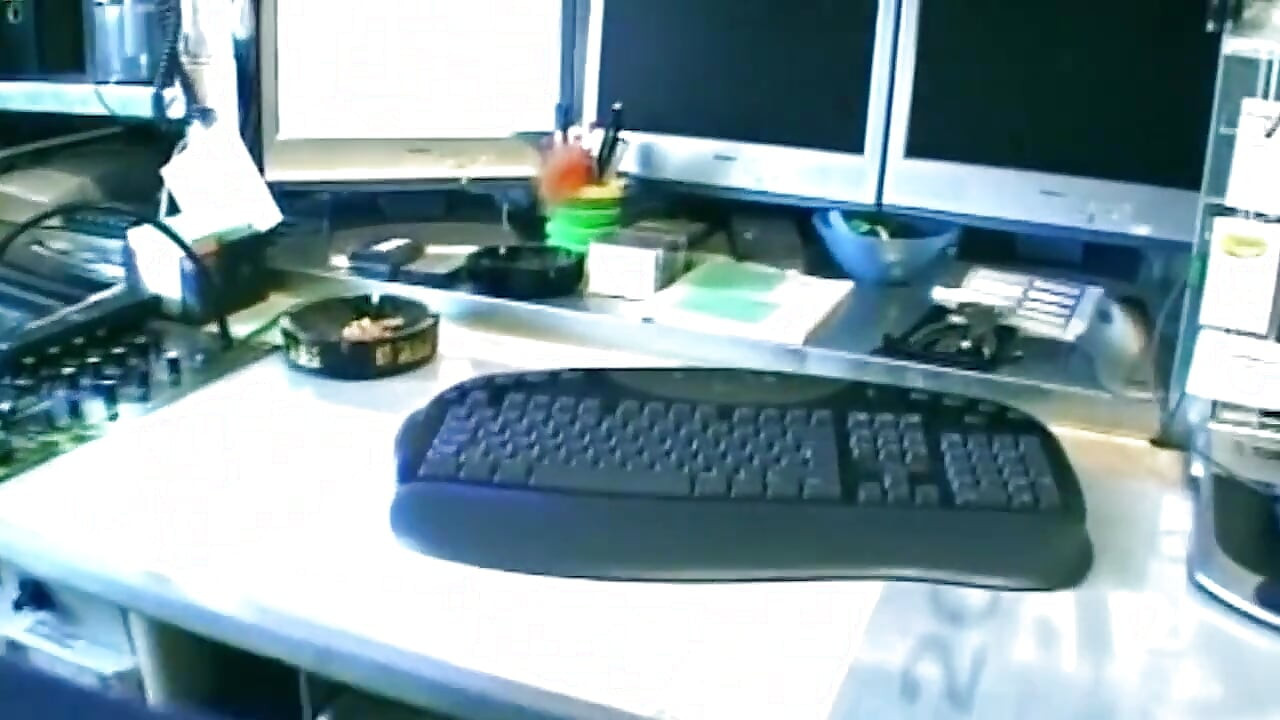 Curly Brunette Rides Hard on Office Chair