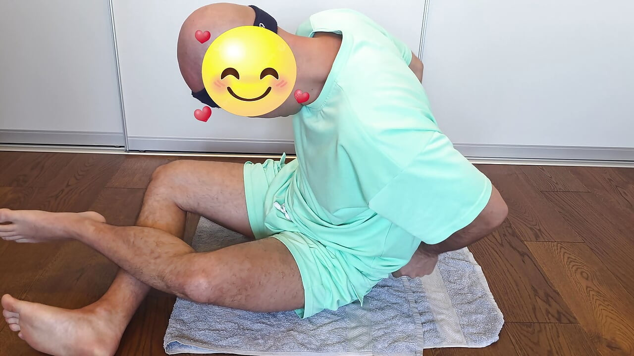 Posing and exercisin with cock sock and cum on underwear
