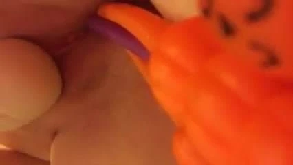 Halloween cum pussy play