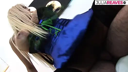 Big tits babe moans as she gets a deep drill by a huge cock