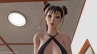 Chun Li quiere tanto tu polla en primer plano con chorreo de leche