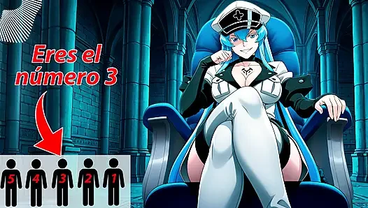 Spanish audio ANAL JOI for VERY submissive. Esdeath transforms you into a semen container.