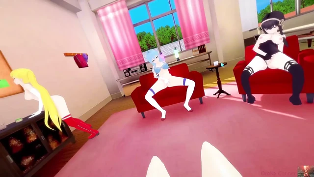 POV Group of Girls Touch Themselves Moaning Loudly, Lesbians Masterbating to Each Other