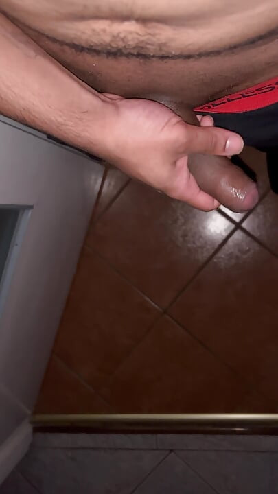 BBC Premature Cumshot in Boxers Walking