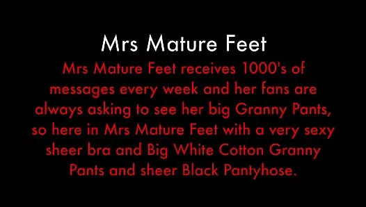 Mrs Mature Feet Stripping Down to Her Big White Granny Pants 424
