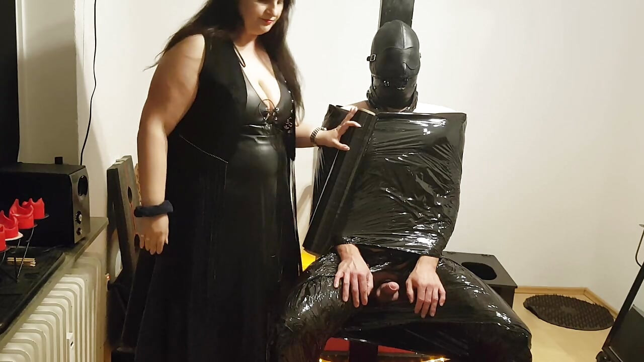 Foil Bondage Slave Part 2 - Cling Film Mummified and Edged to Madness