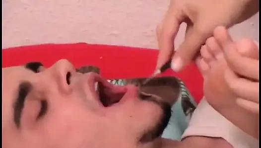 Eating the dirt and nails off her feet