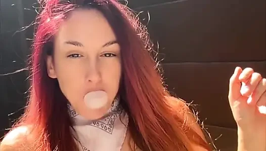 Artemisia Love Blowing Bubbles Outdoor and Smoking a Cigarette