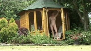 A  nude walk and wank in the garden