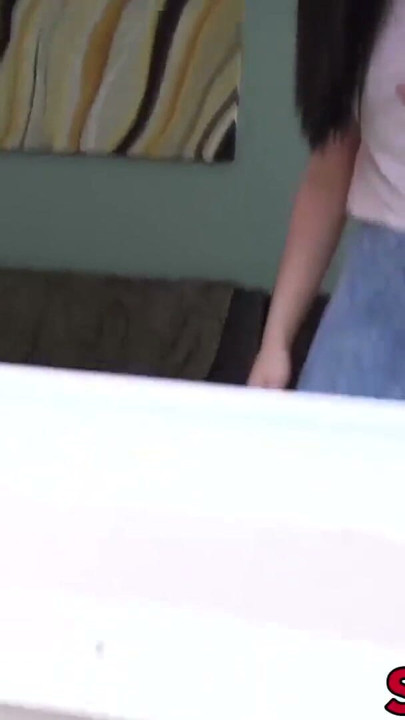 Cute stepsister stuck in window fucked by stepbro in POV | Clip 2