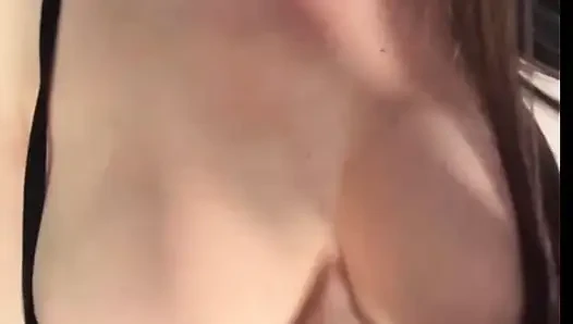 My stepsister fondles her tits and wet pussy