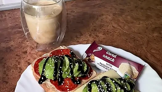 Morning breakfast with juicy mans milk