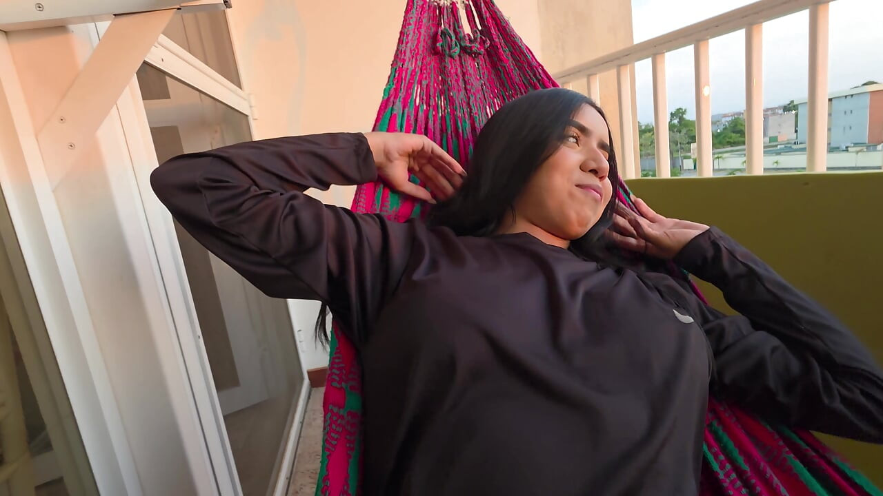 We in a hammock on the balcony of our house