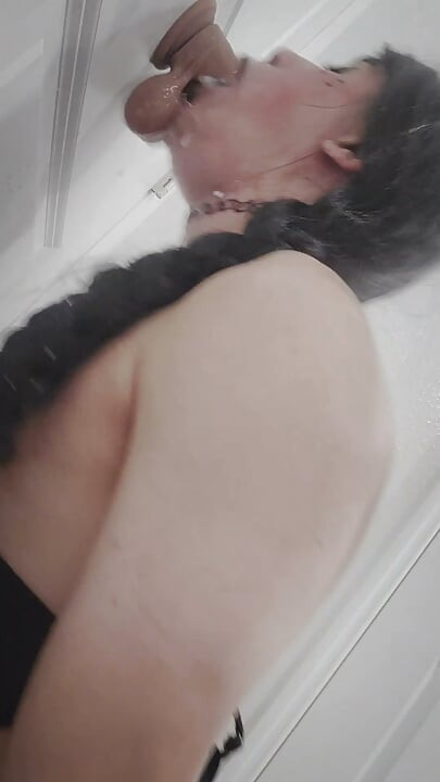 Gothic Sissy Deepthroating Dildo