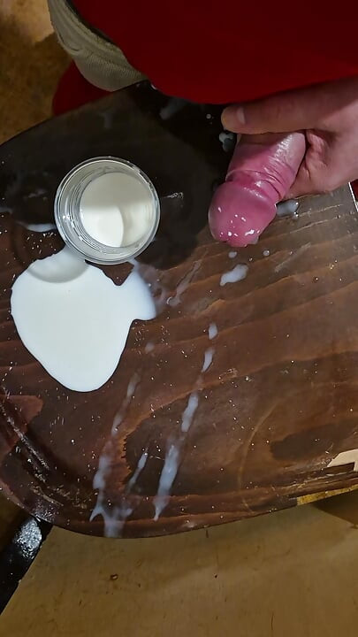 Thick, fat, and greasy Bulgarian dick fucks chair hard and shoots a huge amount of cum into a milky mess.