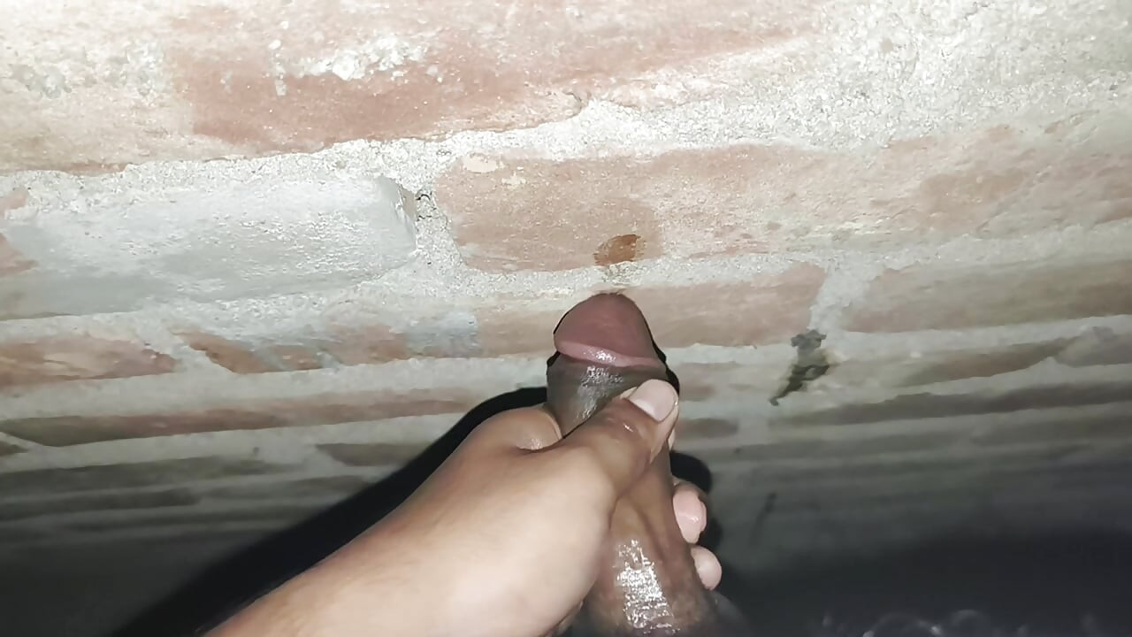 Man massage masterbate alone inside the empty room with coconut oil