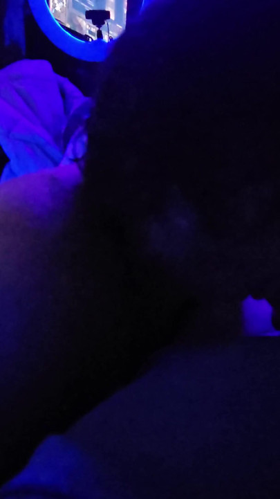 Naked sucking cock under black light got mouthful | Clip 2