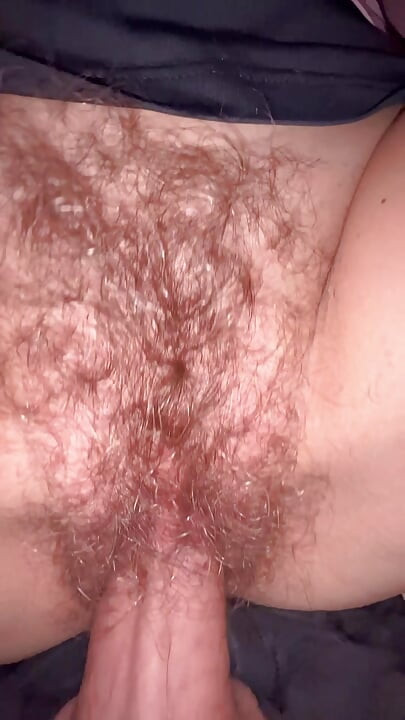 Creamy juices dripping in slowmotion from inside wife’s hairy bush closeup