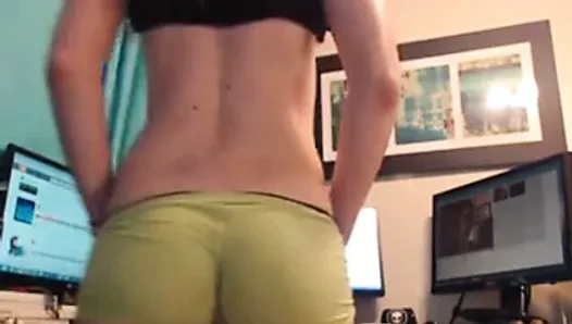 Shemale with perfect ass, tshirt and shorts
