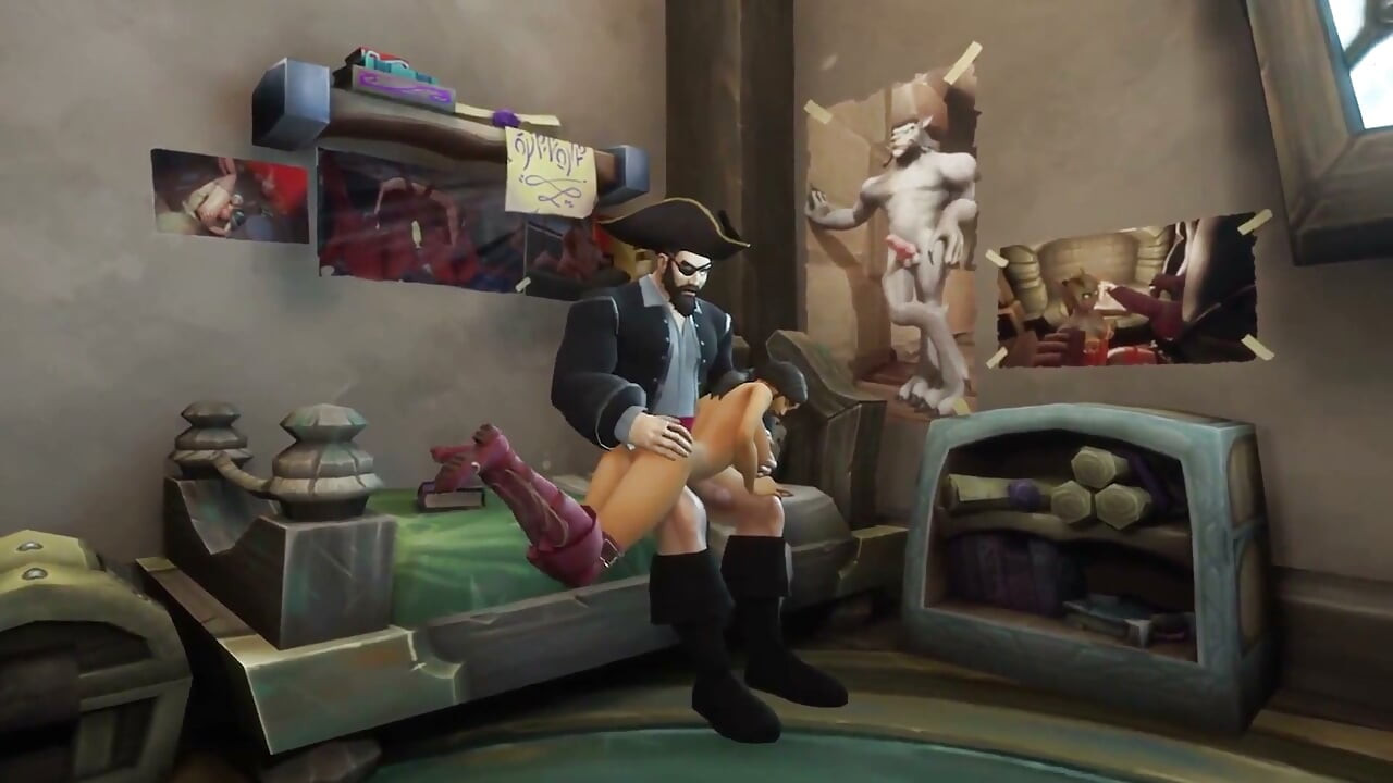 Pirátský kapitán disciplinuje svého prvního kamaráda - Warcraft Hentai Parodie