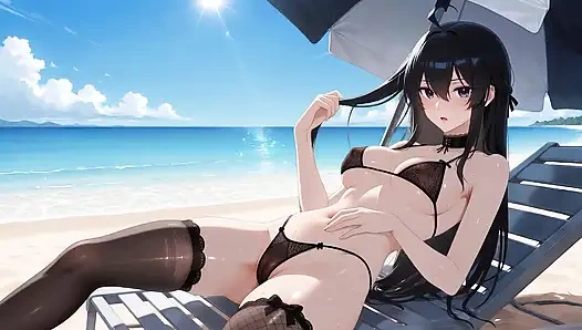 Deniz kenarında yapay zeka gotik güzellik.