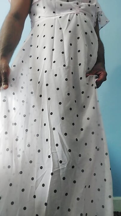 Boy masturbating wearing a Silk Seethrough Wet Pink polka dots Gawun