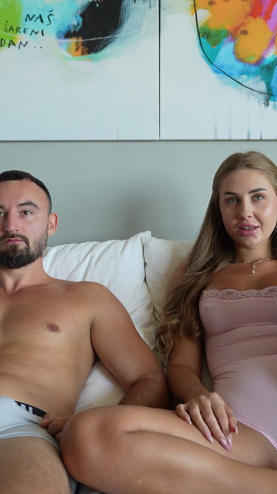 I was watching a movie with my stepsister, but she got turned on and started masturbating | Clip 1