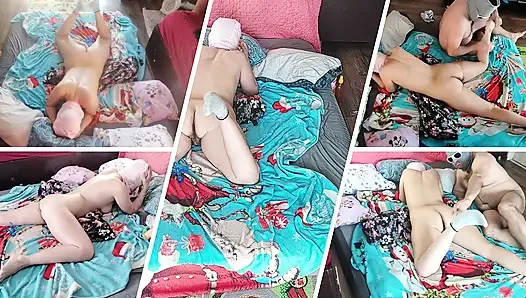 Foreplay in the bedroom with an amateur couple.