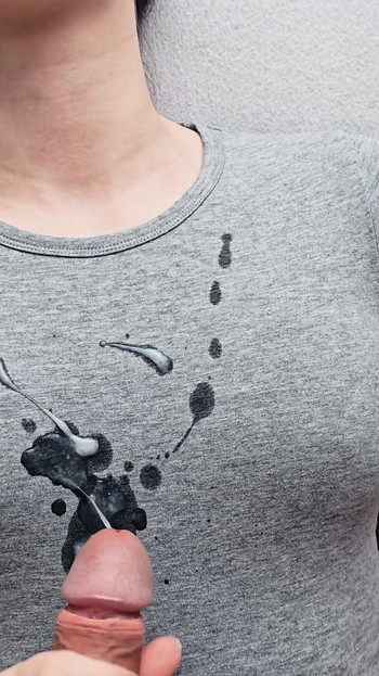 Emotional moment from "Hot Cumshot On My New Gray T-shirt!"
