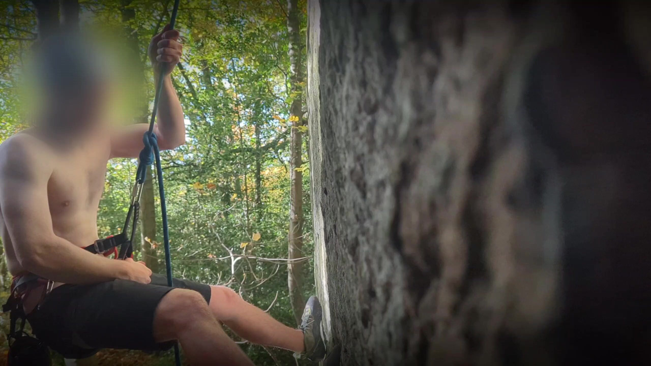 Jerking off Halfway Up a Cliff