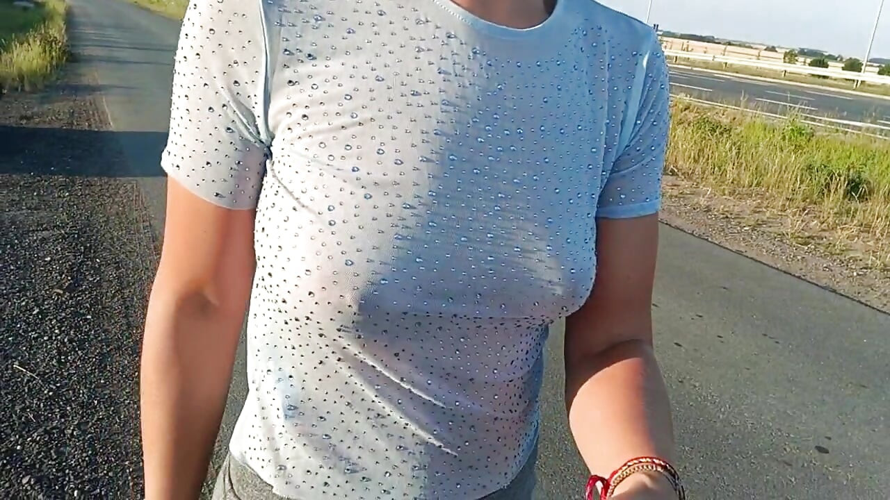 public flashing of tits and risky peeing by the road