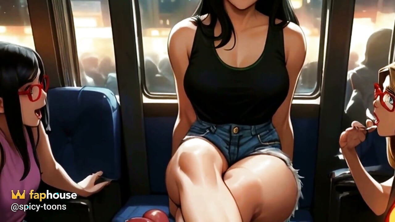 Lins vänner hjälper till att tömma din kuk på bussen
