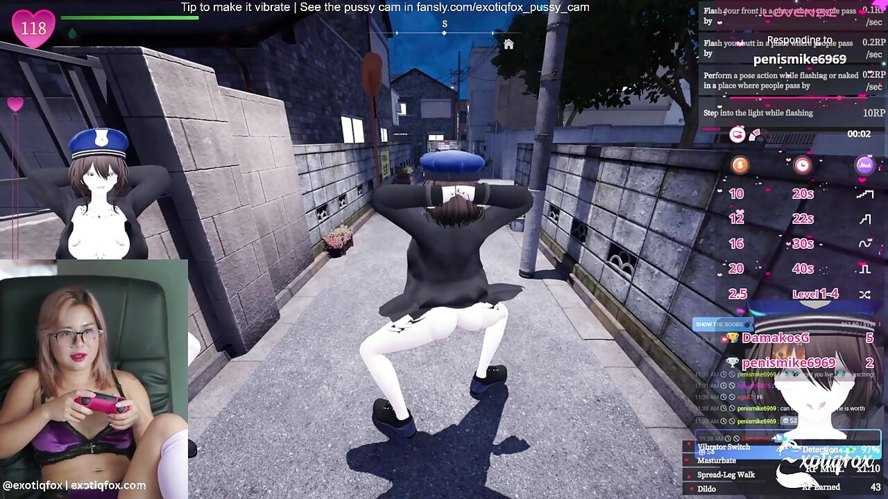 Cute Pervert Streamer Playing Secret Flasher Manaka Hentai Game Masturbation